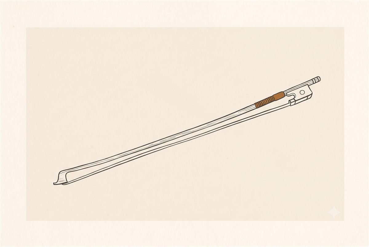 Line drawing of a violin bow